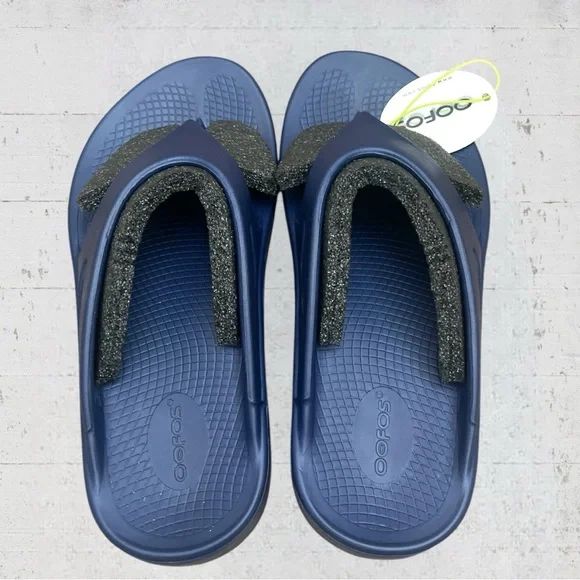 NWT Oofos Ooriginal Recovery Thong Flip Flop Sandal Men 9 Women 11 Navy Blue - Picture 11 of 13